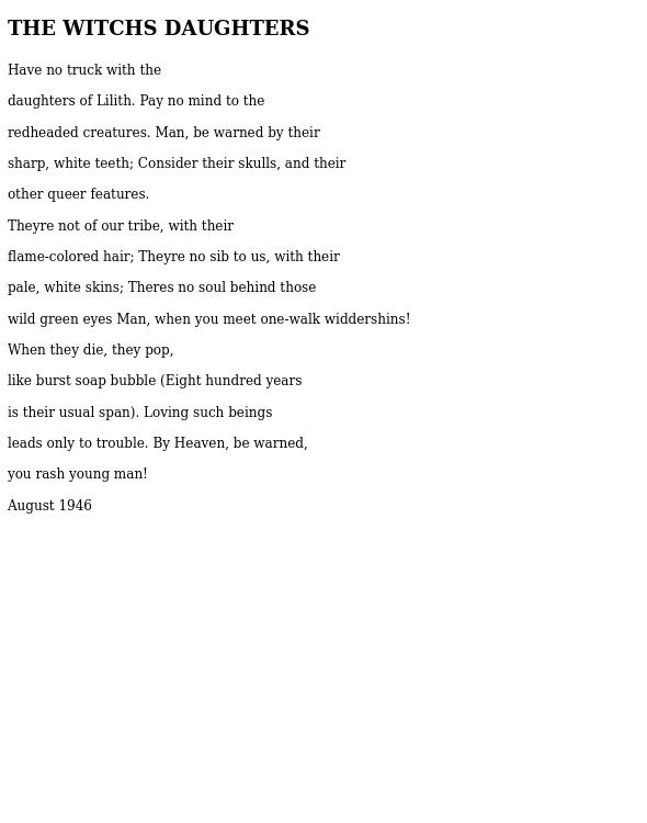 Witch's Daughters (Poetry)