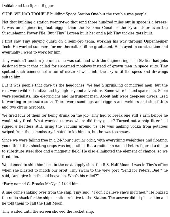 Delilah;the Space-Rigger