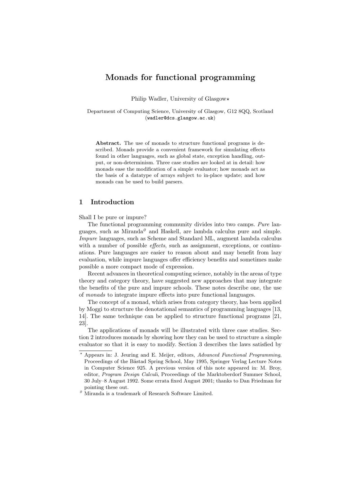 Monads for functional programming