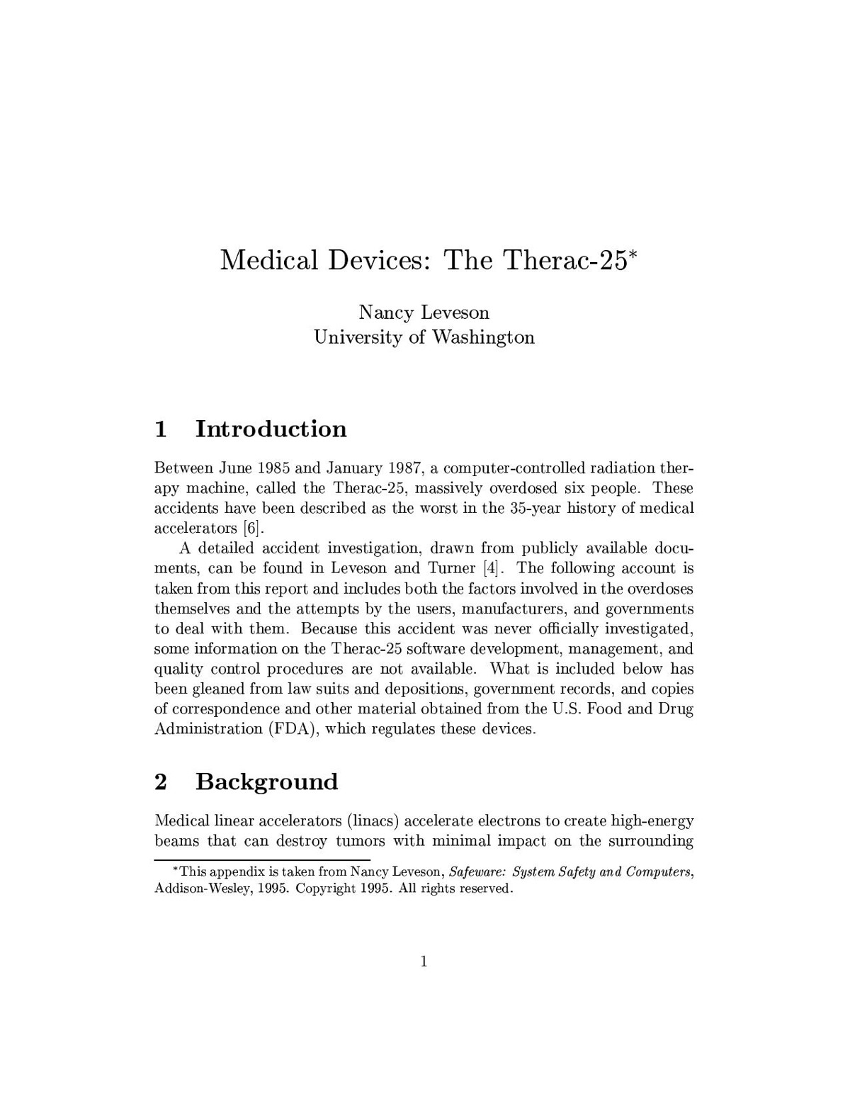 Medical Devices: The Therac-25