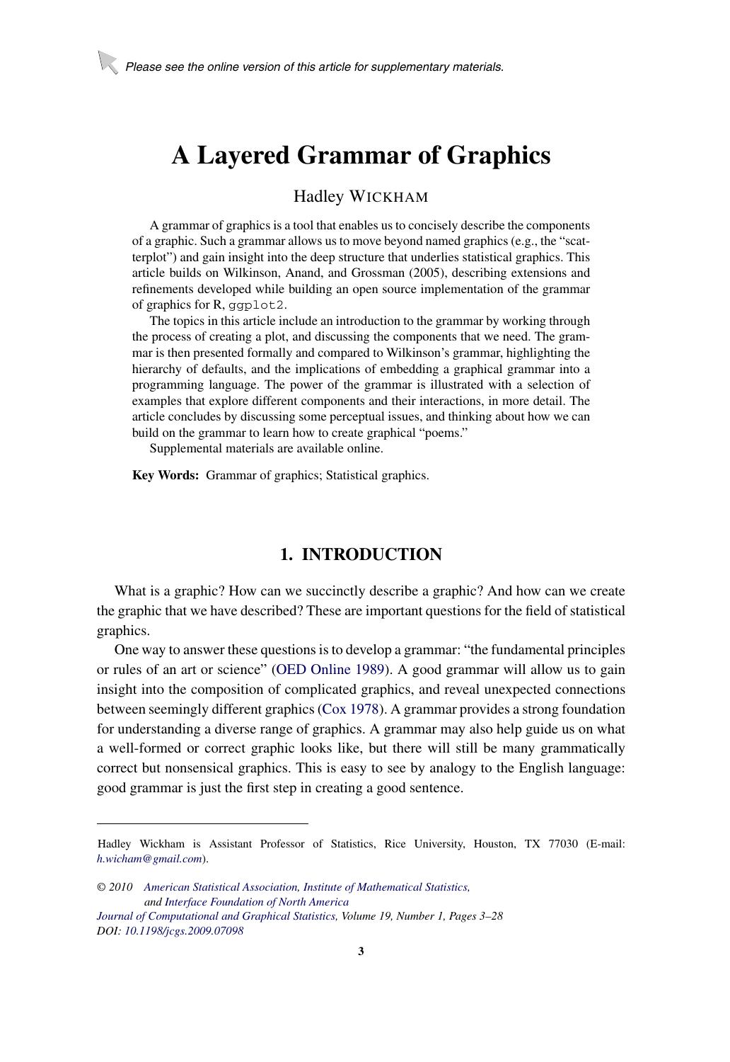 A Layered Grammar of Graphics