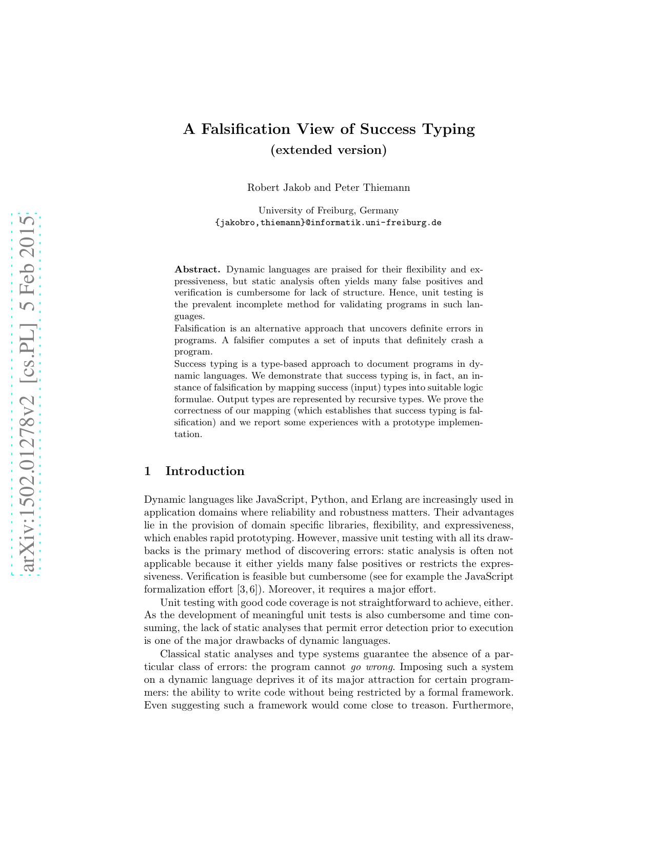 A Falsification View of Success Typing