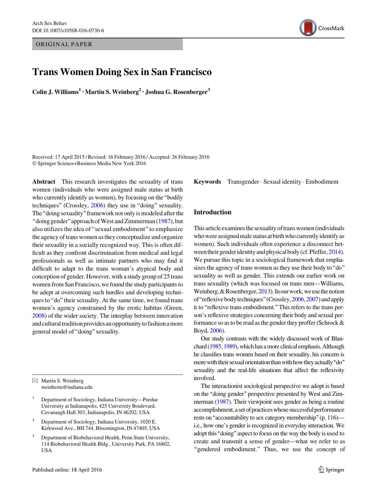 Trans Women Doing Sex in San Francisco