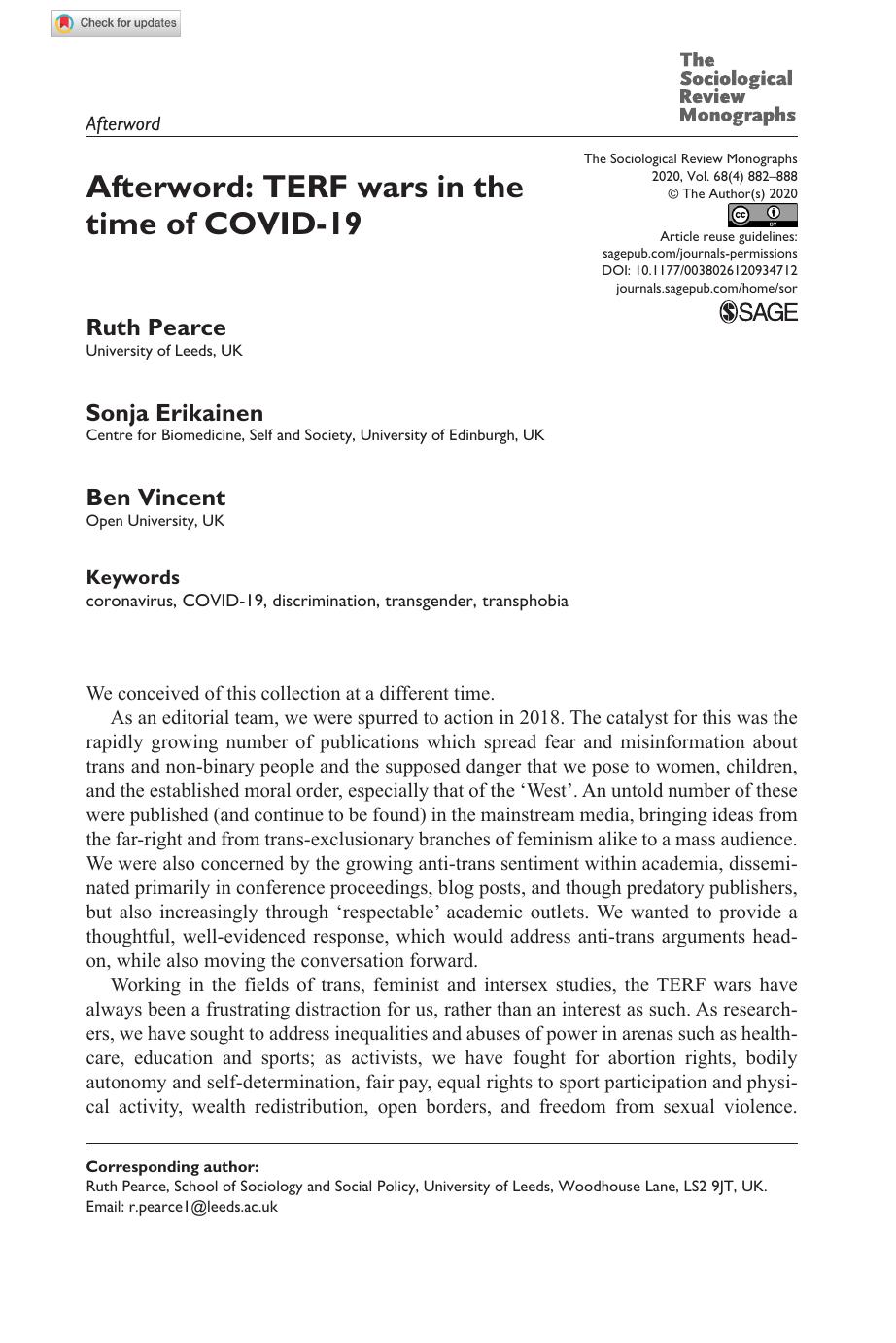 Afterword: TERF wars in the time of COVID-19