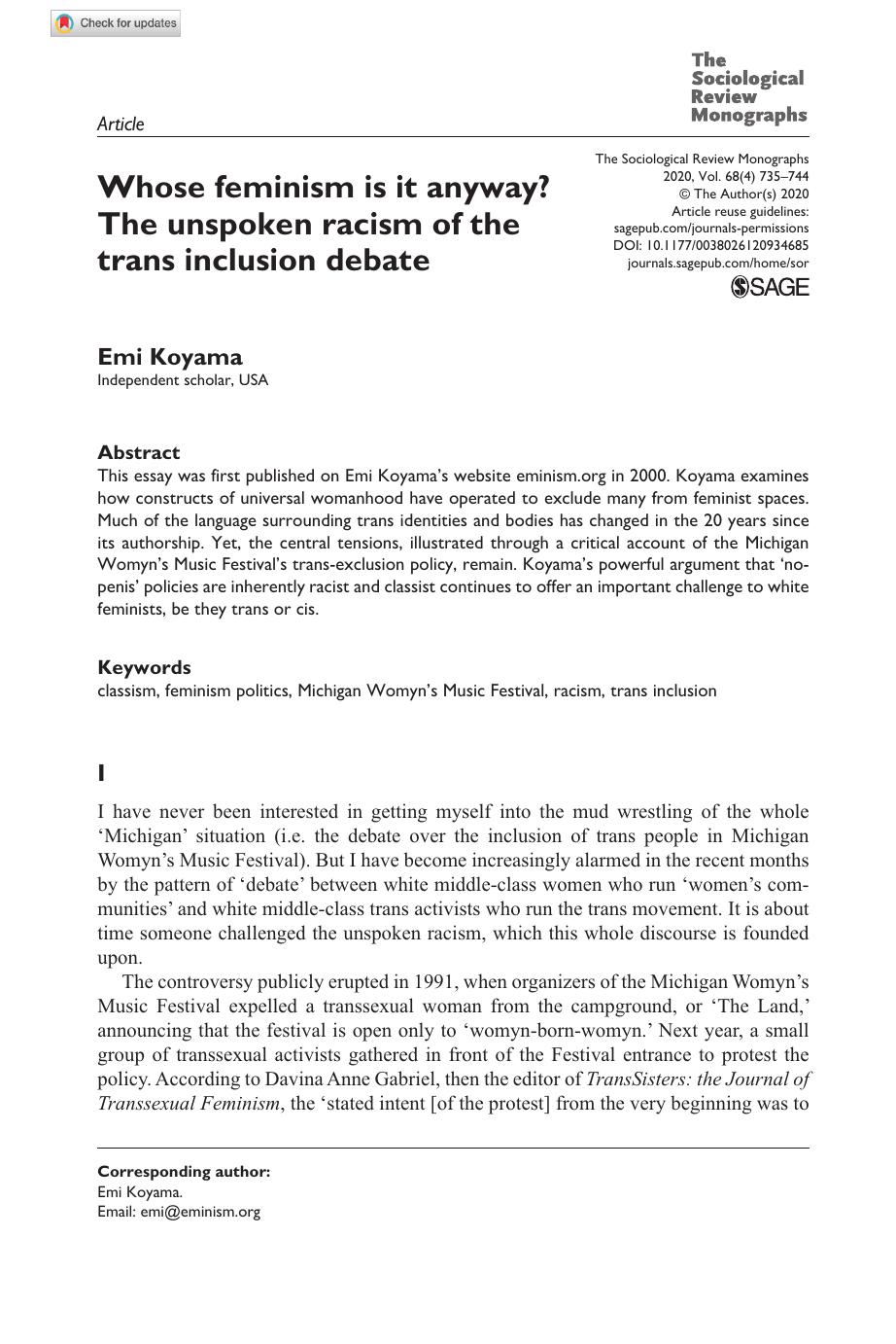 Whose feminism is it anyway? The unspoken racism of the trans inclusion debate