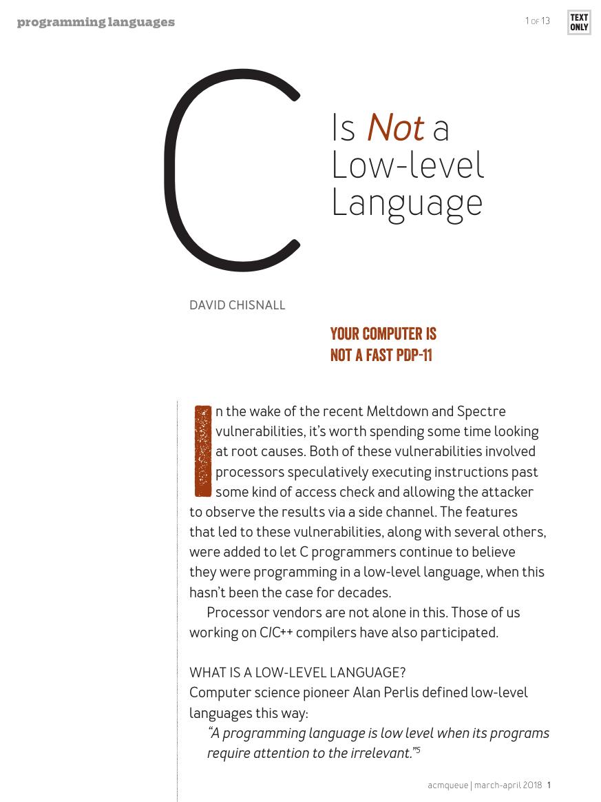 C Is Not a Low-level Language