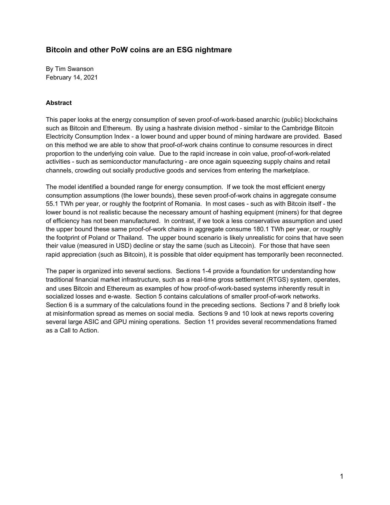 Bitcoin and other PoW coins are an ESG nightmare