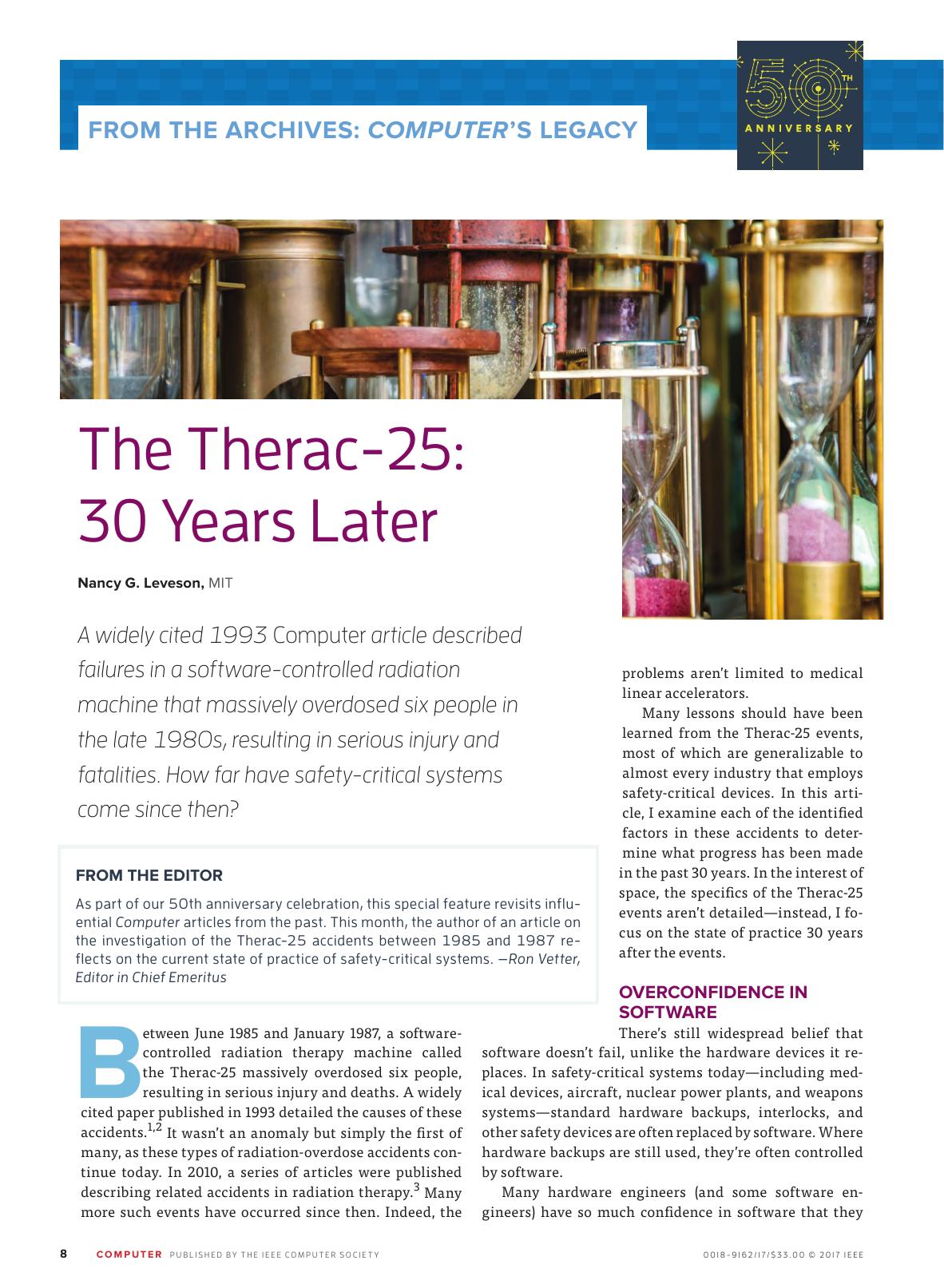 The Therac-25: 30 Years Later