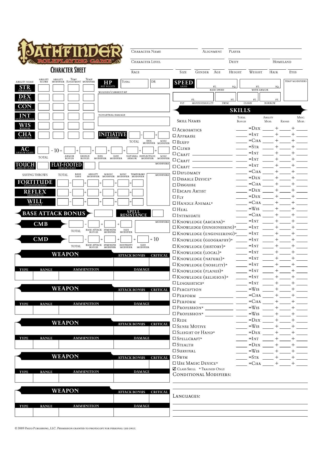 Character Sheet