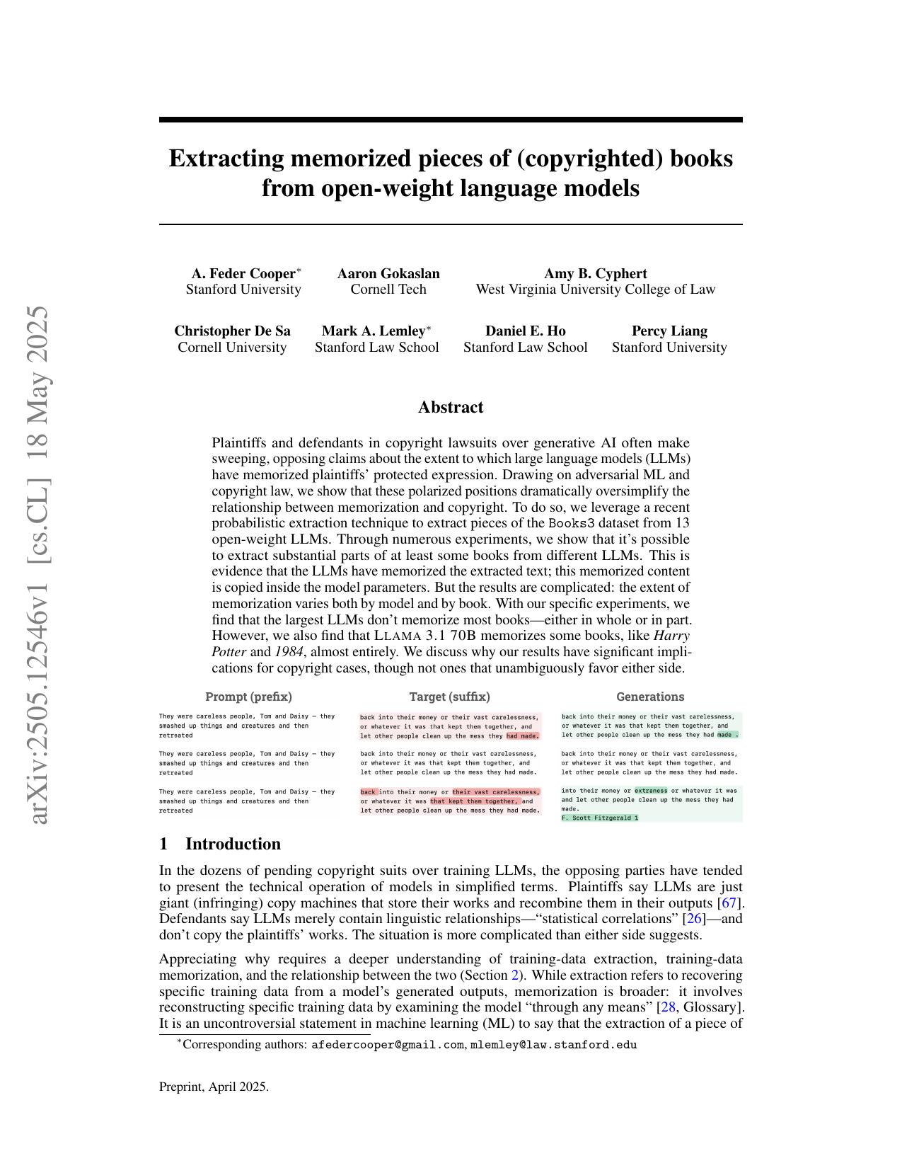 Extracting memorized pieces of (copyrighted) books from open-weight language models