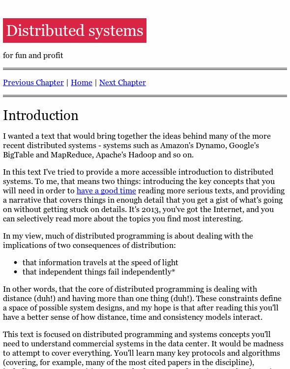 Distributed systems for fun and profit