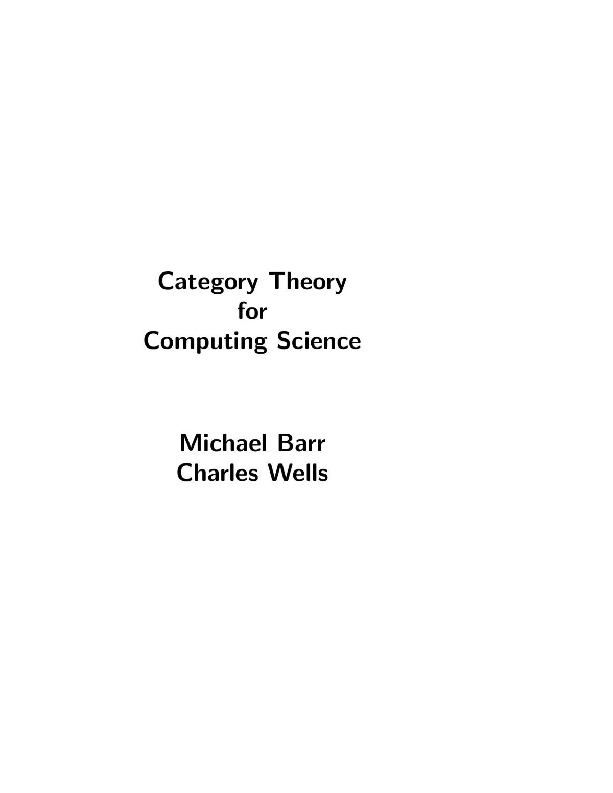 Category Theory for Computing Science